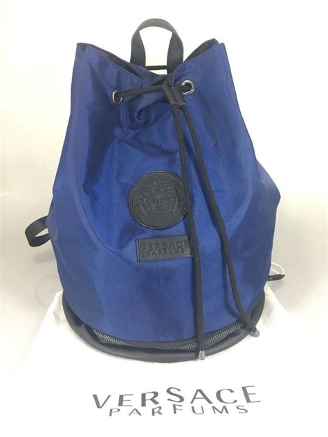 versace parfums mens blue black drawstring backpack bucket|VERSACE Parfums Blue Black Drawstring Luxury Duffle .